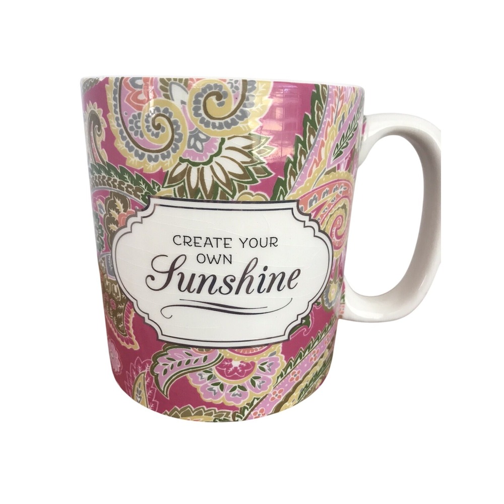 Create Your Own Sunshine Coffee Mug Tea Cup‎ Pink Floral Paisley